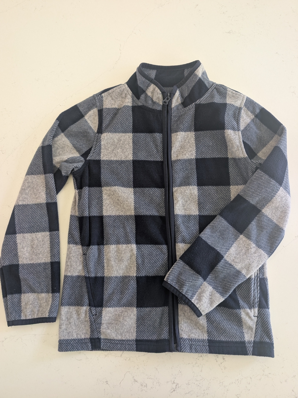 OshKosh B'gosh Navy & Gray Buffalo Plaid Zip Fleece Jacket